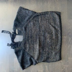 Black knit sweater with gold speckles